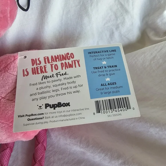 Pupbox Flamingo Tug & Squeaker Medium/Large Nwt - Picture 5 of 9